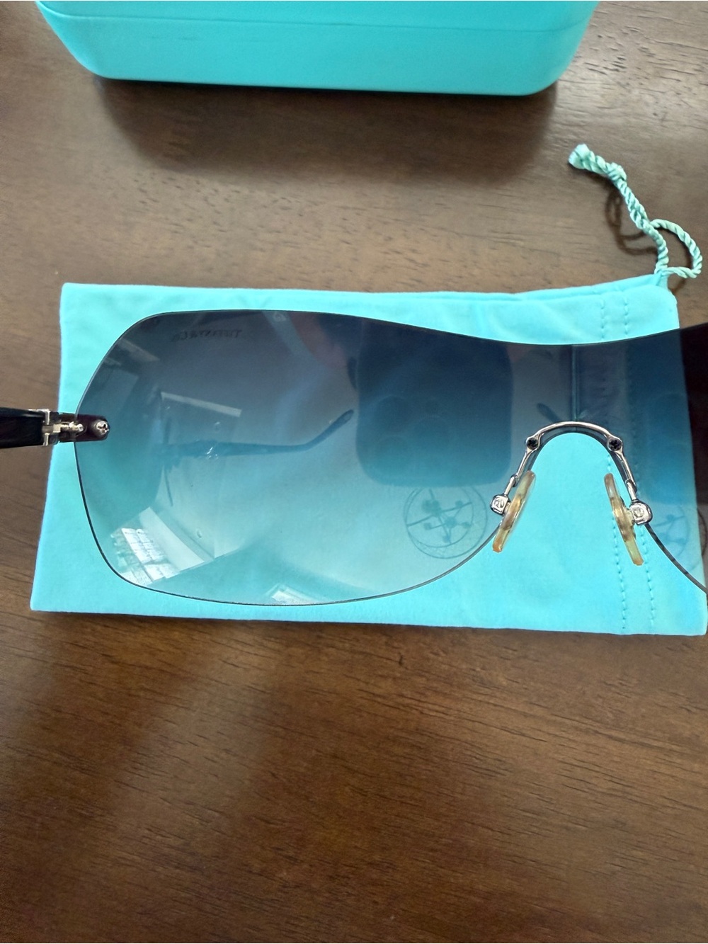 Tiffany & Co. Women's Rimless Shield Sunglasses - Black Gradient 115mm Lens - Picture 10 of 14